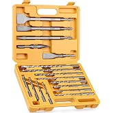 TGFTGF 17-Piece SDS Plus Rotary Hammer Drill Bits and Chisel Set, YG8C Carbide Tips, SDS Plus Bits, Masonry Drill Bit Set for Concrete, Brick and Stone, with Storage Case, Ideal Tool for DIY, Home
