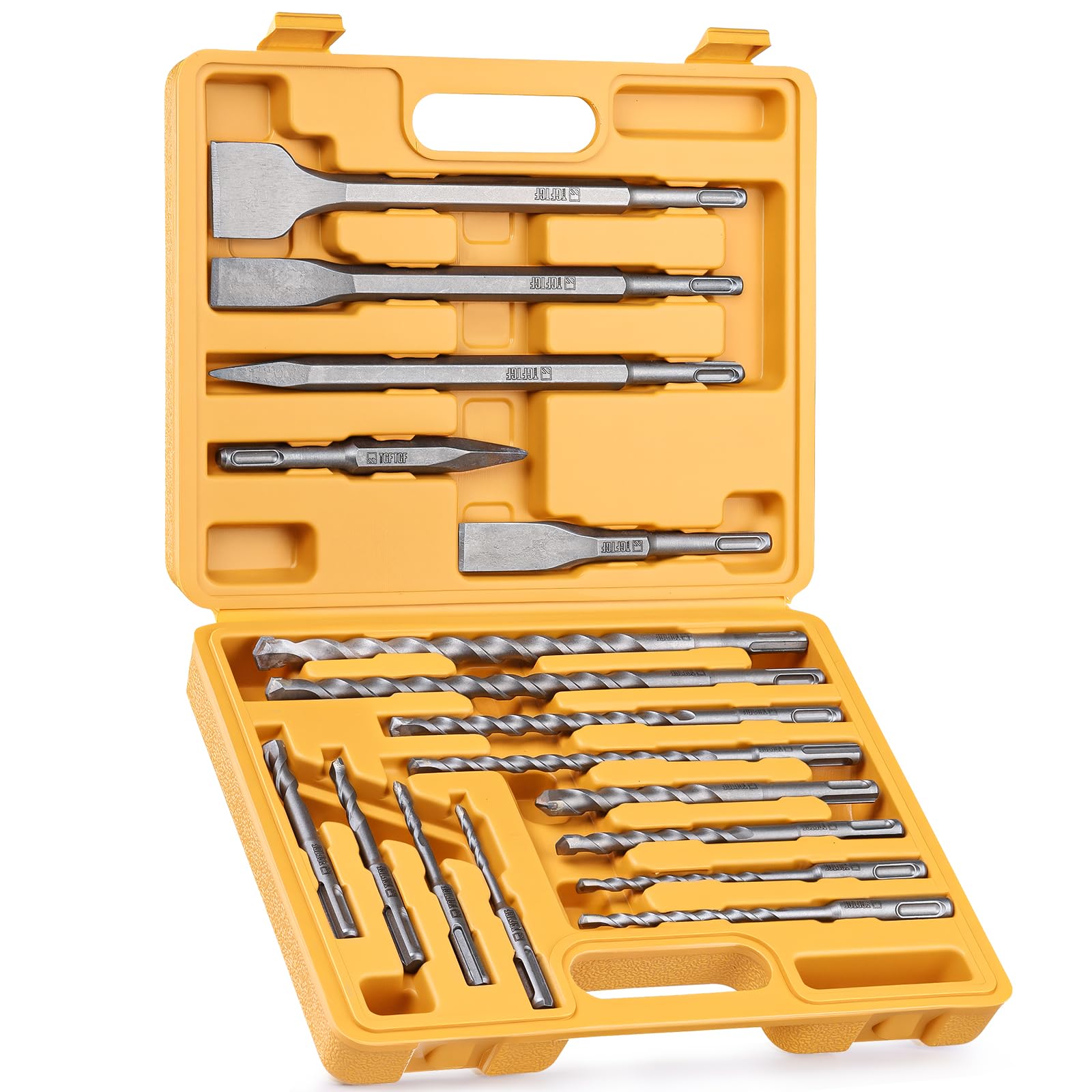 TGFTGF 17-Piece SDS Plus Rotary Hammer Drill Bits