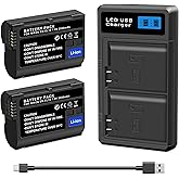 2-Pack EN-EL15 EL15a EL15b EL15c Replacement Battery(2550mAh) and USB Dual Charger Compatible with Nikon ZF Z6 Z7 Z8 D750 D850 D7000 D7100 D7200 D7500 D500 D600 D610 D780 D800 D800E D810 D810A