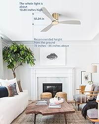 Sofucor 52" Low Profile Ceiling Fan, Flush Mount