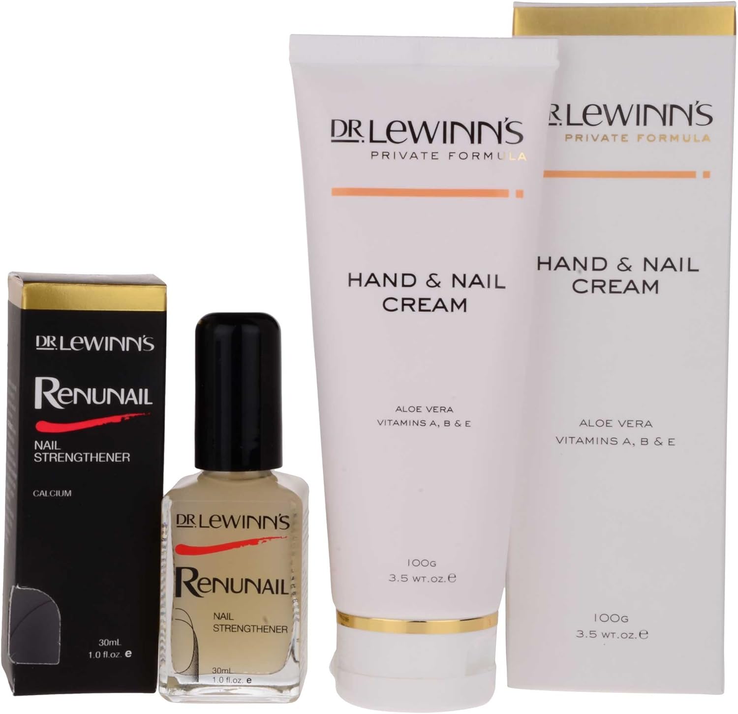 Dr Lewinns Renunail Nail Strengthener & Dr Lewins Hand & Nail Cream with Aloe Vera vitamins A, B