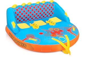 Goplus Inflatable Towable Tubes for Boating, 1-2/1-3 Riders Water Sport Towables for Boat to Pull, Sofa Style Boat Tube with 