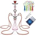 Hookah Set With Everything 4 Hose - GRENAOH 22" Premium Hookah Shisha set with Everything Glass Vase, Ceramic Bowl and Coal Tongs Ashtray (4-Pink)