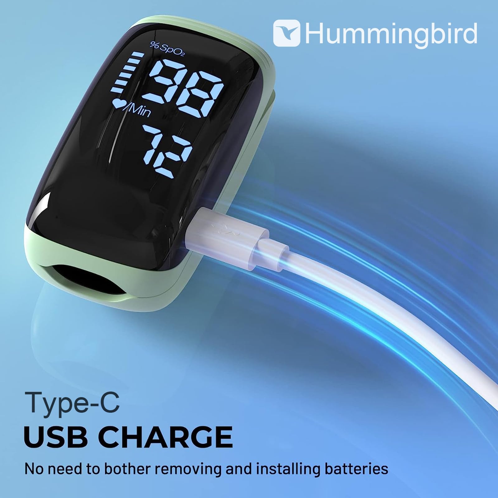 Pulse Oximeter Fingertip with Rechargeable, Oxygen Meter Finger Pulse Oximeter, Rechargeable Pulse Oximeter, Accurate Fast Oximetry SpO2 Reading for Outdoor Sports Home Wide Use (Green)