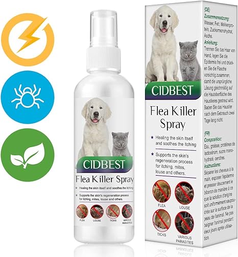 Cidbest Puces Sprayflea Sprayanti Pucesanti Tiquestraitement Aux Puces Anti Puces Spray Diffuseur Naturel Puces Répulsif Pour Chat Chien