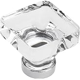 Amerock 1-3/8" Square Glacio Clear/Polished Chrome Cabinet Knob | Durable Aluminum/Glass drawer knob and cabinet hardware, ideal for kitchen and bathroom cabinets, dressers, and furniture