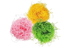 Easter Grass Recyclable Paper Shred (Pink, Yellow, Green) for Easter Eggs Hunt, Basket Grass Filler/Stuffers, Easter Theme Pa