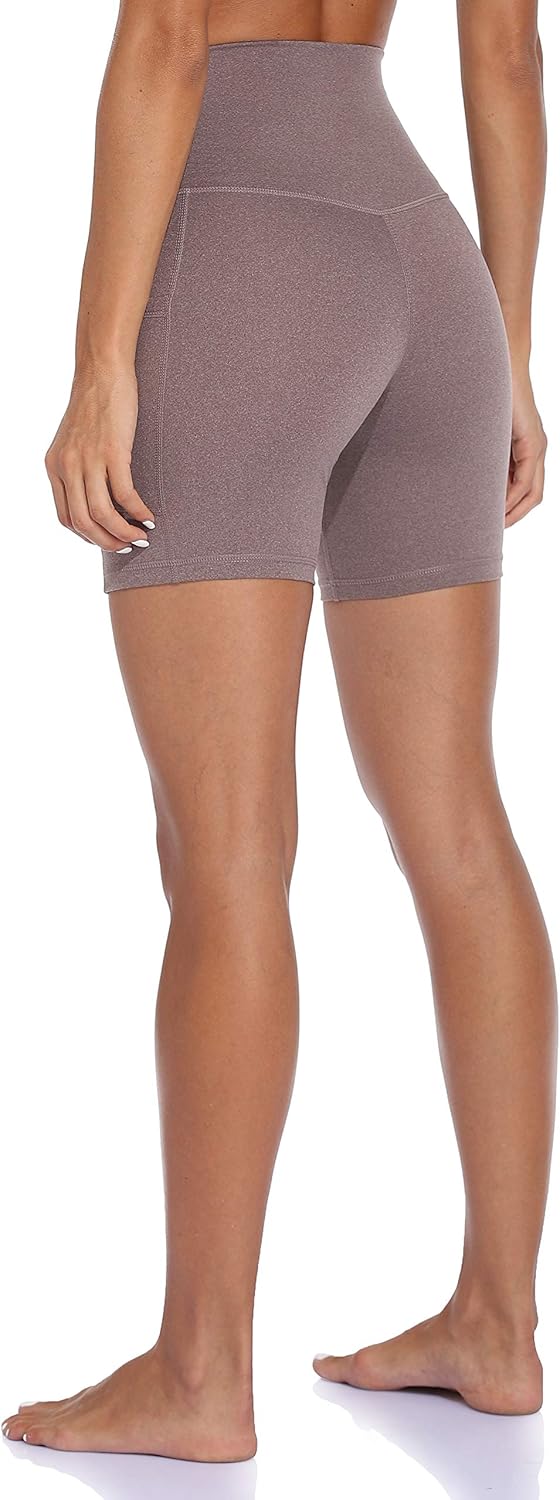 Colorfulkoala Women's High Waisted Yoga Shorts with Pockets 6" Inseam Workout Biker Shorts: Clothing