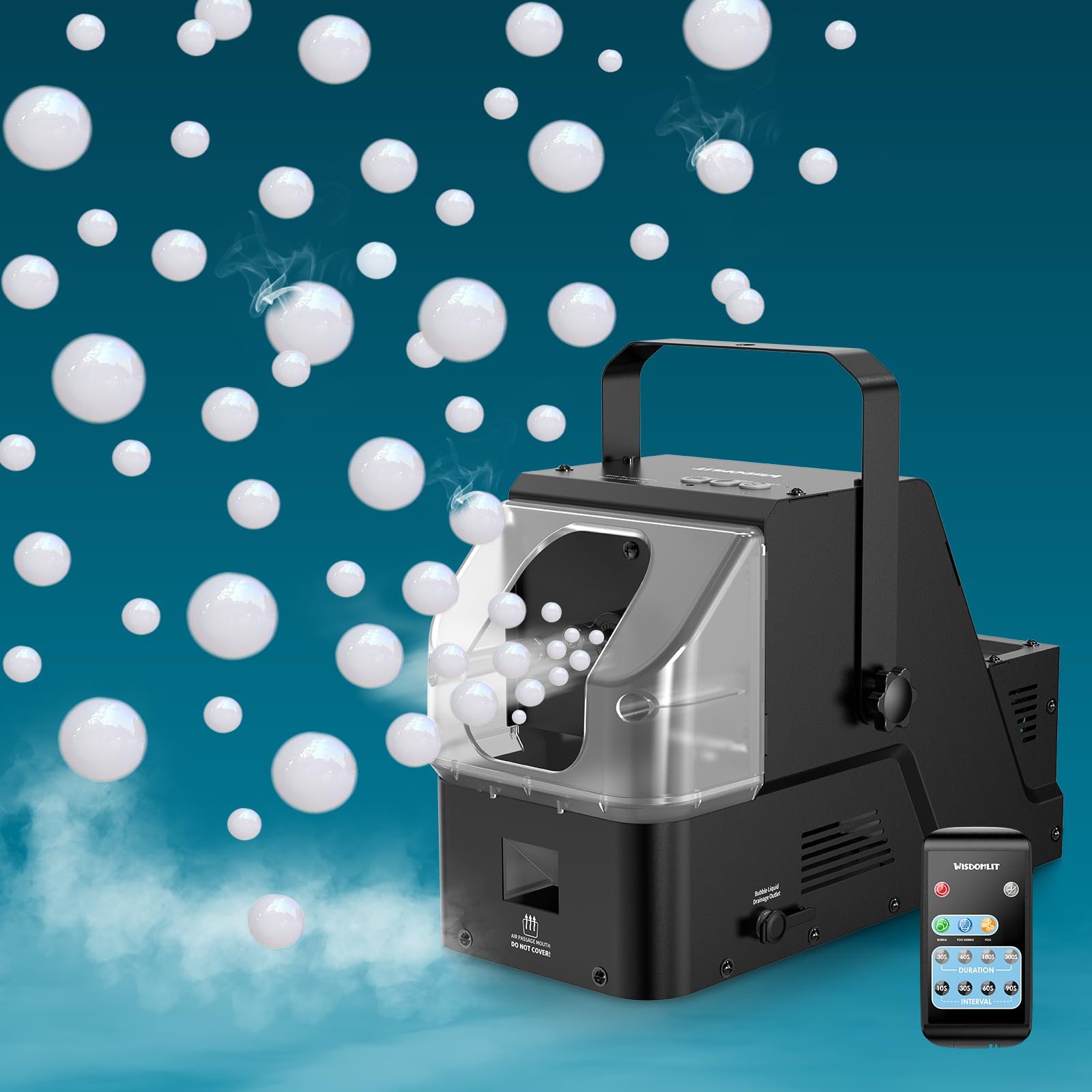 Photo 1 of ***UNABLE TO TEST***
Wisdomlit Fog Machine, 3-in-1 Fog Bubble Machine, 450W Smoke Bubble Maker with Remote Control, Make Colorful Bubbles | Fog Bubbles | Continuous Smoke for Stage Wedding Photography Holiday Party