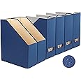 LifeSto Magazine Holder - File Holder and Desk Organizer, Cardboard Book Organizer and Storage Box for Documents, Magazine Holder Rack for Office, Home and Classroom (Classic Blue, 6-Pack)