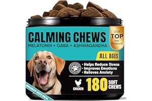 BUDDYCHEER Calming Chews for Dogs – GABA & Melatonin for Fast-Acting Relief – Long-Lasting Support with Ashwagandha – Stress & Anxiety Relief Treats for Dogs – Thunder, Separation, Travel & Fireworks – 180 Chews