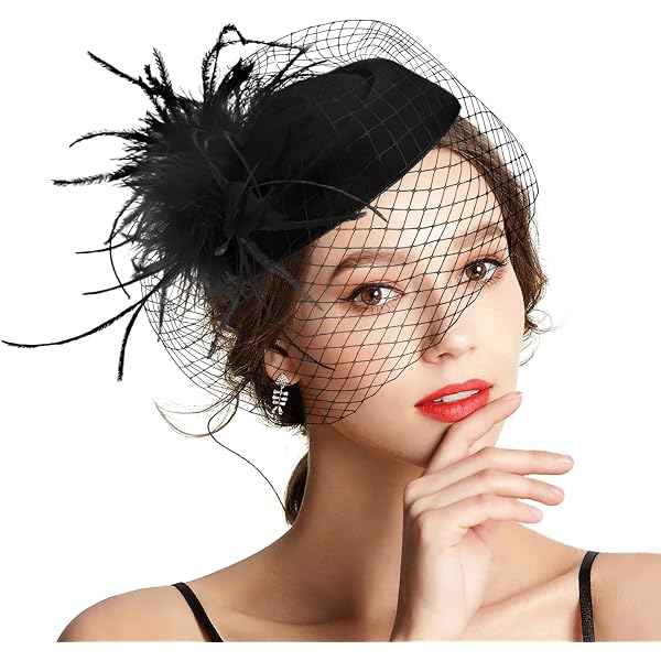 Chapeau Bibi Mariage En Feutre De Laine – Voile Et Plumes, Taille Unique, Pour église Ou Fête