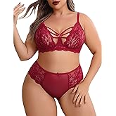 Avidlove Plus Size Lingerie Set for Women Lace Bra Panties Set 2 Piece Lingerie