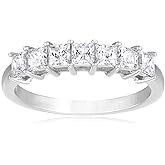 Amazon Essentials Platinum-Plated Sterling Silver Infinite Elements Princess Cut Cubic Zirconia Ring (1 cttw, 2 cttw, or 3 cttw)