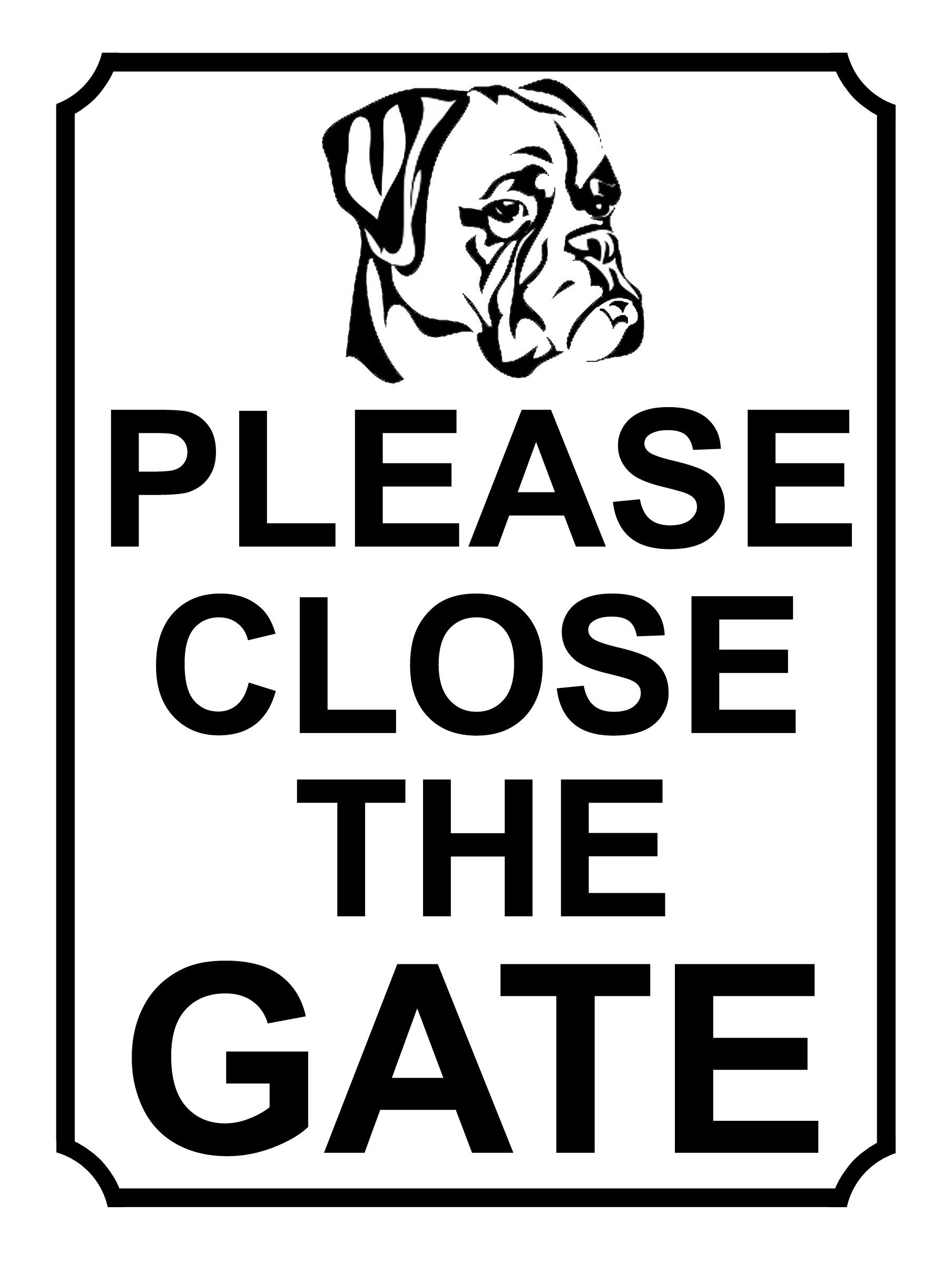 SHAWPRINT PLEASE CLOSE THE GATE DOG THEME METAL SIGN 267MM X 200MM (378H1L) LARGE 10" X 8"
