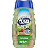 TUMS Naturals Antacid Chewable Tablets, Black Cherry &amp; Watermelon 190 Count | Ultra Strength Formula, Neutralizes Acid Instantly for Indigestion and Upset Stomach, Multi-Symptom Relief, Gluten Free