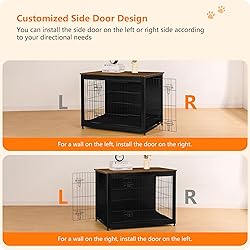 DWANTON Dog Crate Furniture with Cushion, Wooden