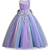 IDOPIP Sequin Flower Girl Dress for Kids Wedding Bridesmaid Pageant Party Formal Long Gown Princess Communion Tulle Dresses