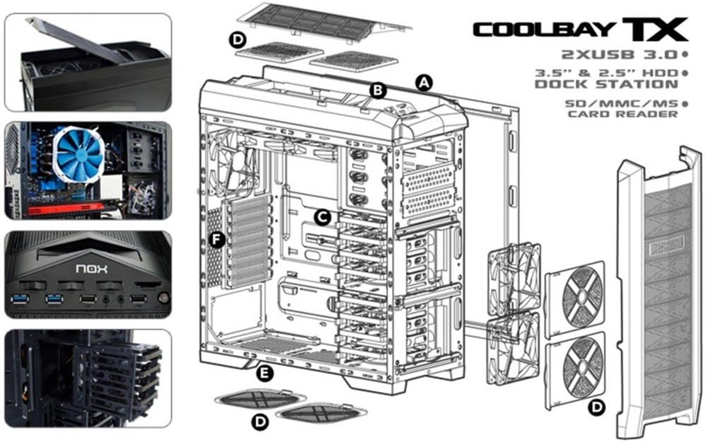 Nox Coolbay TX - NXCBAYTX - Caja PC, ATX, 3.0, Color Negro: Nox: Amazon.es: Informática