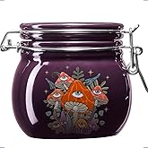 Herbs Stash Jar - Witchy Storage Jar, Smell Proof Stash Container Cute Mushroom Pottery Jar, Cauldron Stash Canister with Airtight Lid, Decorative Jar for Wicca Moon Witchcraft Magick Altar Ritual