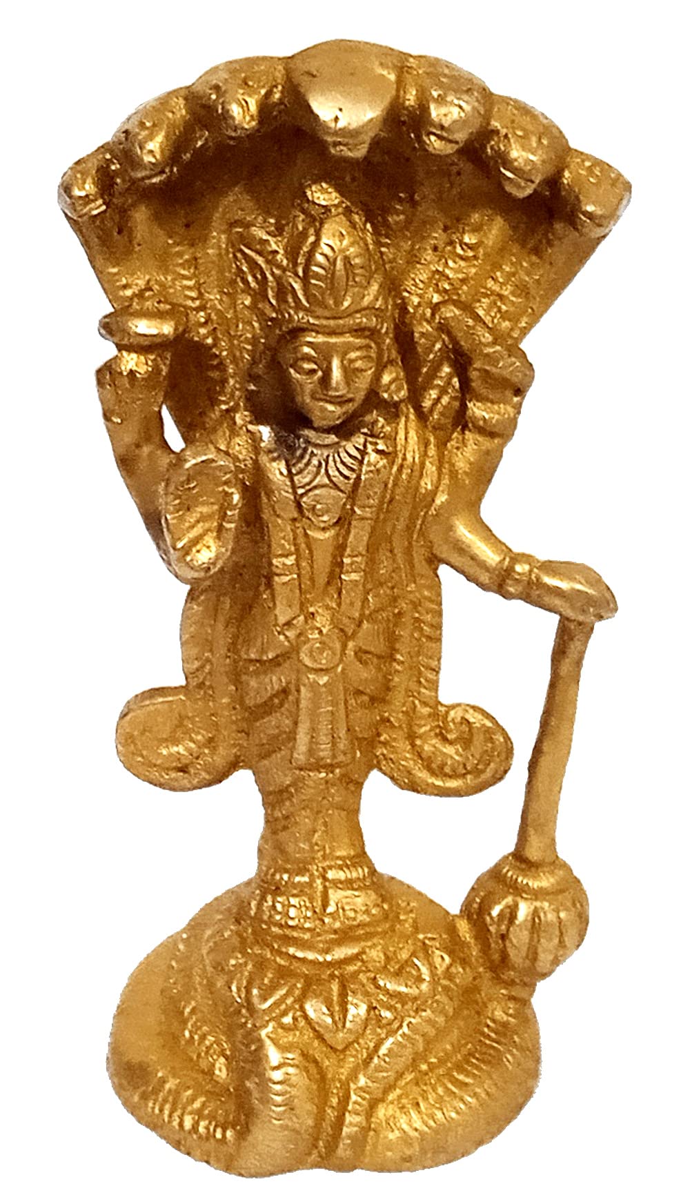 Purpledip Brass Statue Lord Vishnu: Hindu God Idol Sculpture Home Temple Decor Gift (11189)