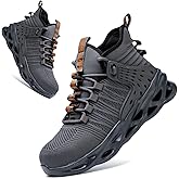 Kaximd Steel Toe Shoes for Men Women Lightweight Steel Toe Sneakers Mid Cut Indestructible Work Boots Construction Safety Shoes
