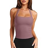 LASLULU Womens Sexy Halter Sports Bra Workout Tops Wirefree Sleeveless Gym Yoga Tank Tops Y2k Casual Crop
