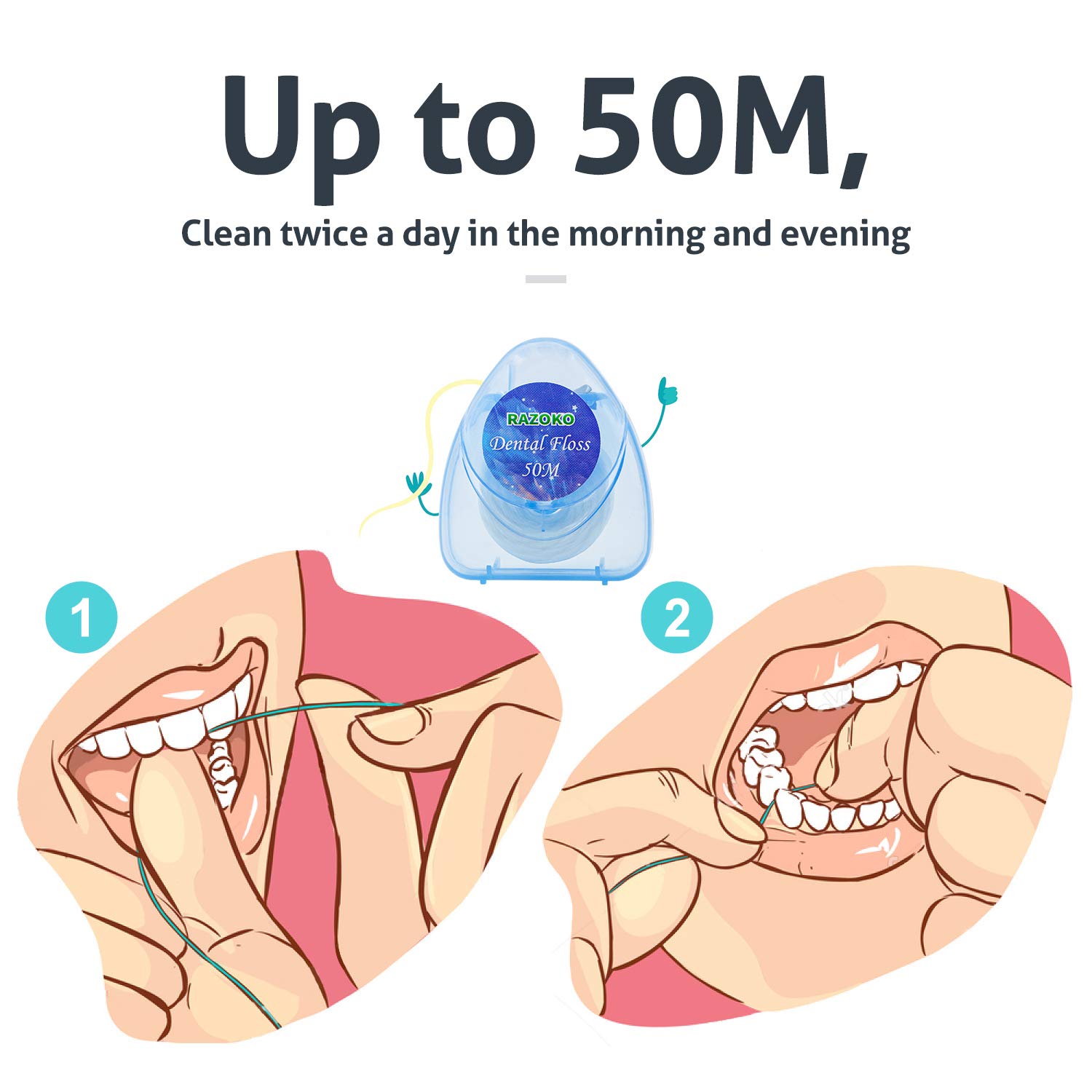 Dental floss Clean Flosser Mint 50m (Pack of 8)