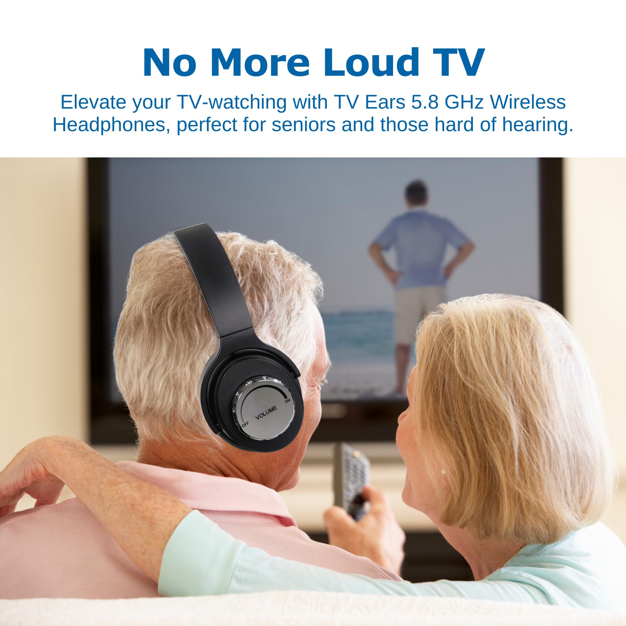 TV · EARS 5.8 GHz Wireless Headphones System for TV, Voice Clarifying for Listening & Watching Experience with Rechargeable Batteries, Adjustable Sound, Works with most TV Brands, Range up to 100 Feet
