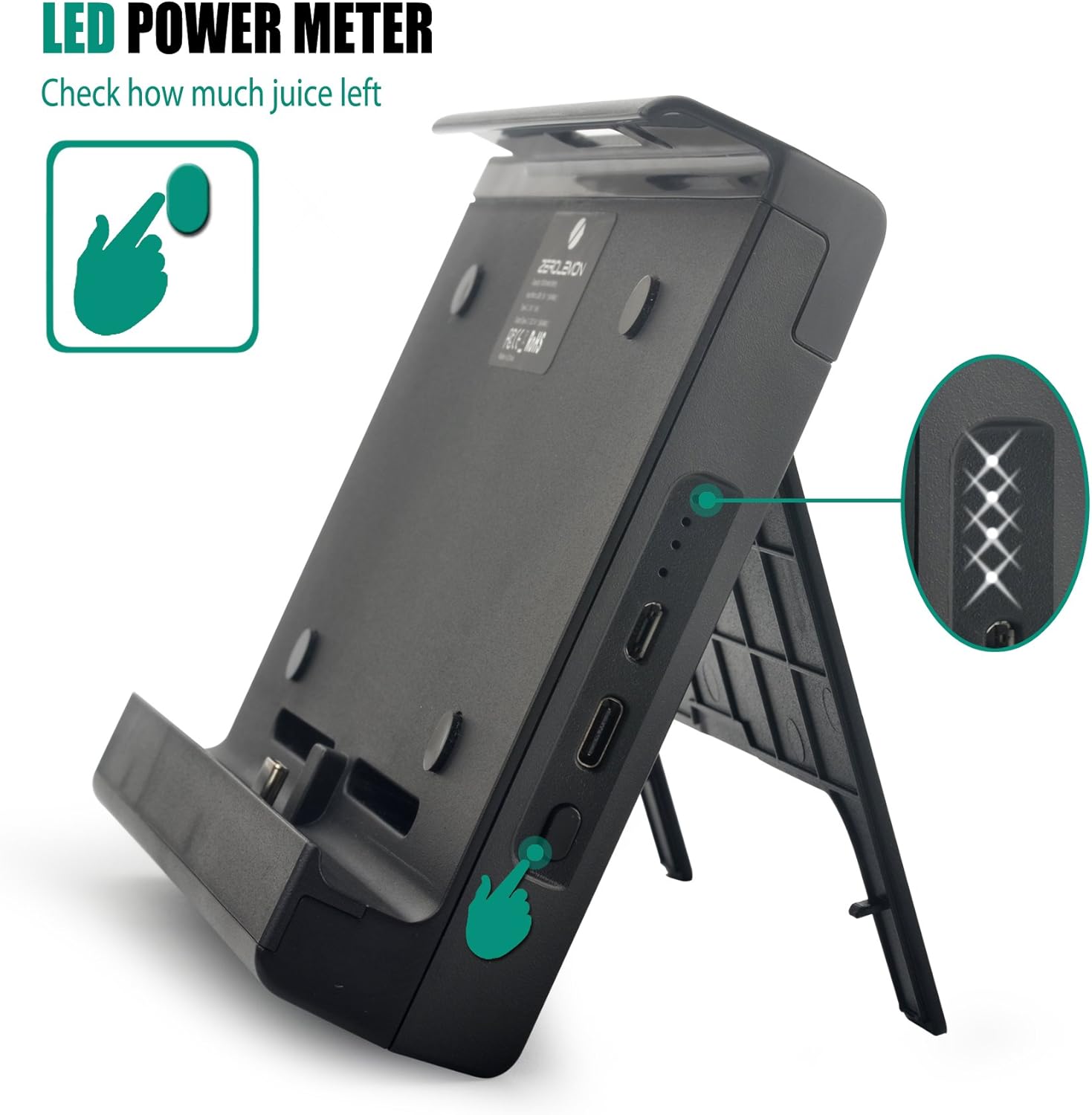 Nintendo Switch Battery Charger Case, ZeroLemon SwitchPower 10000mAh Portable Backup Extended Battery Charging Case with Kickstand & Game Card Slot for Nintendo Switch -Black
