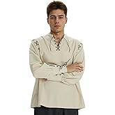 miccostumes Men's Medieval Pirate Shirt Vintage Style Viking Renaissance Steampunk Lace Up Long Sleeve Costume Top