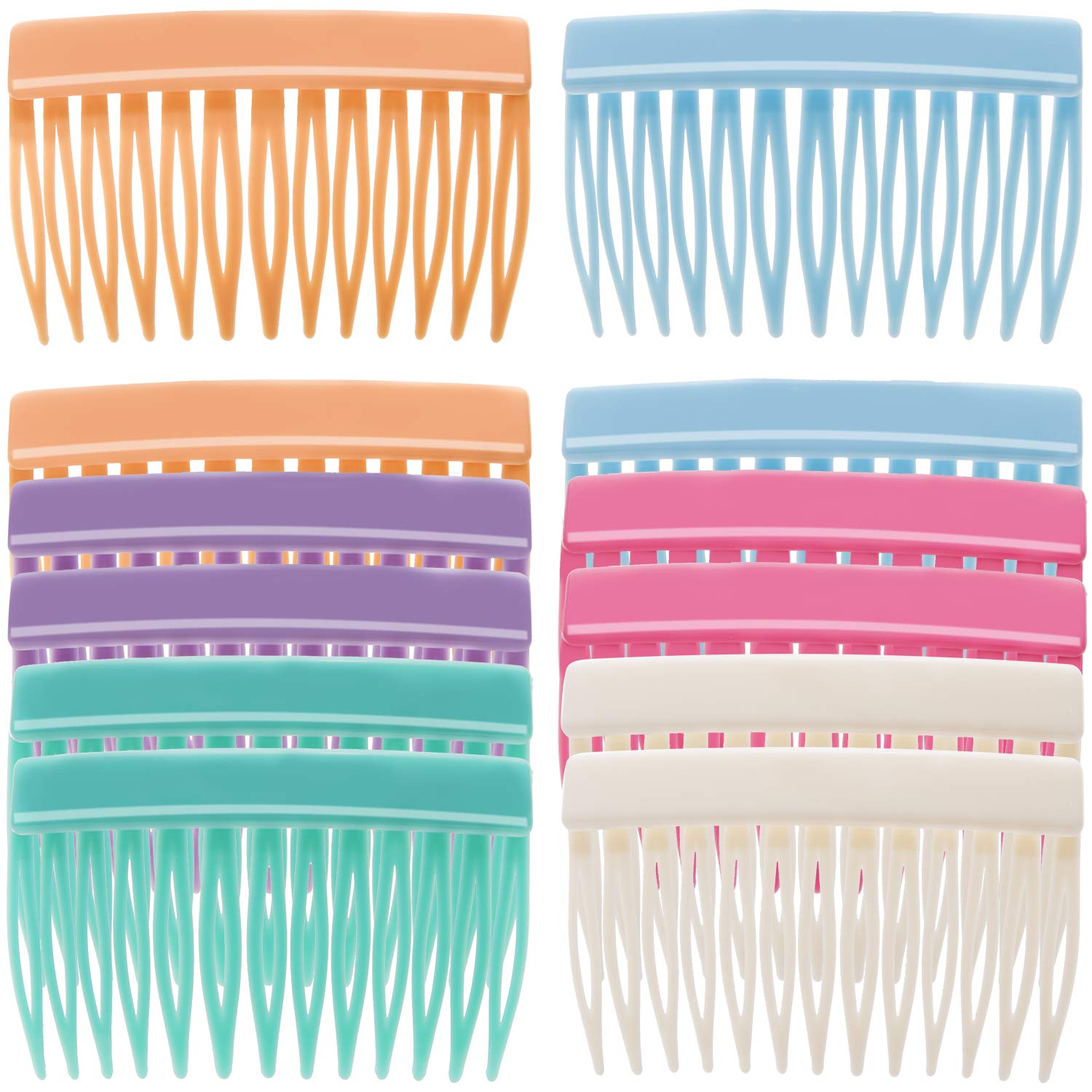 RC ROCHE ORNAMENT 12 Pcs Womens Girls Classic Side Slide Comb Premium Hair Accessory Pin Wide Teeth Solid Plastic Combs Bridal Pins Beauty Fashion Accessories, Medium Pastel Multicolor : Beauty