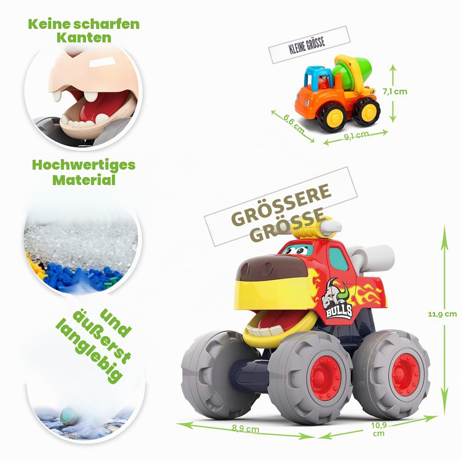 MOONTOY Aufziehauto Spielzeug ab 1 Jahr Jungen Mädchen,3 Stück Monster Truck Auto Spielzeug Set,Spielzeugauto Set für Kleinkinder 10 12 18 24 Monate,Kinderspielzeug Geschenk für Kinder ab 1 2 3 Jahr 3