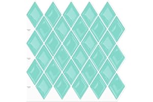 10-Sheet Peel and Stick Backsplash for Kitchen Bathroom, Ist Momoreo Diamond Shape Backsplash Self Adhesive Wall Tile 12"x12" - Summer Soft Green