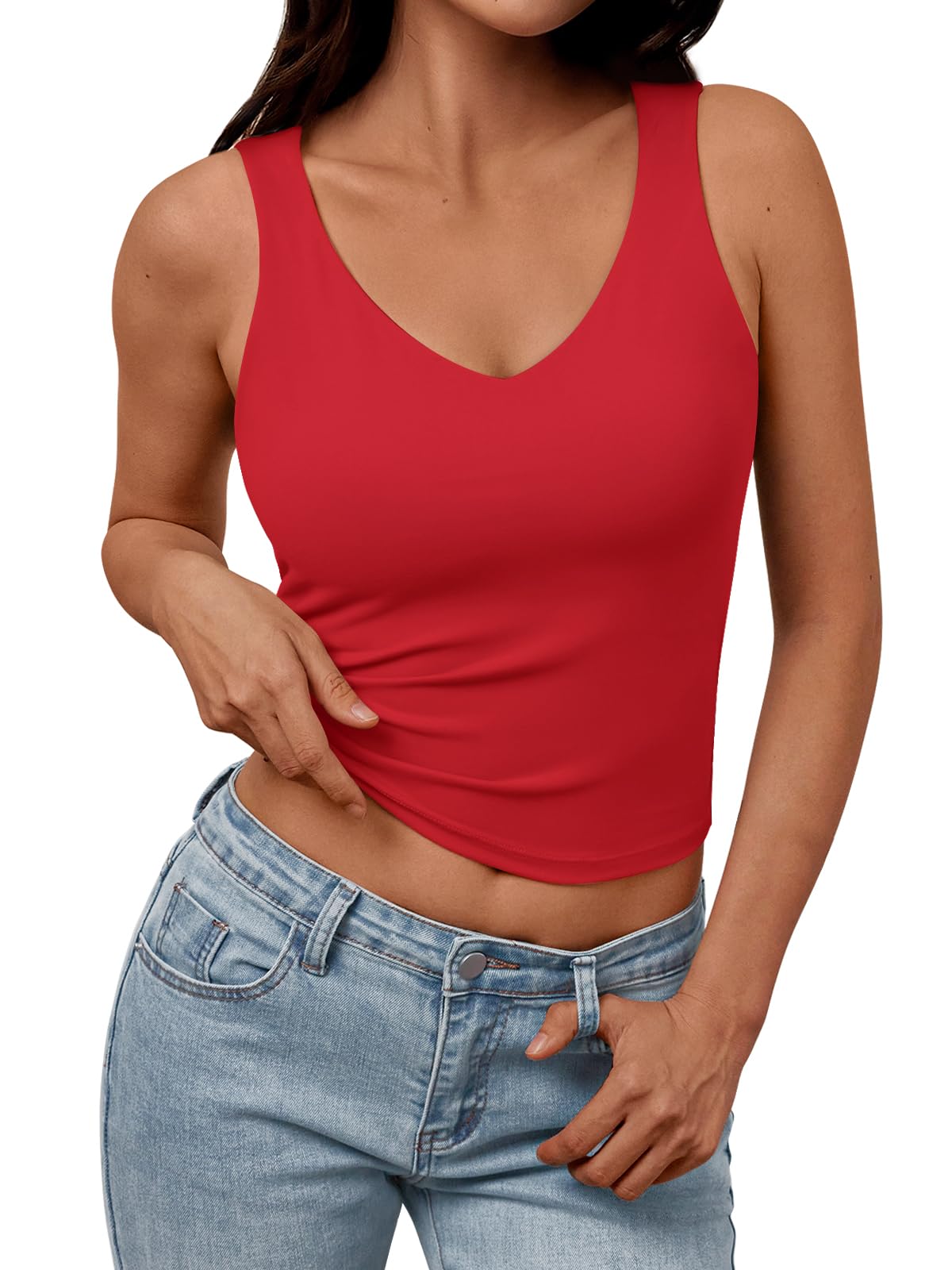 Trendy Queen Womens Tank Tops Double Lined Crop