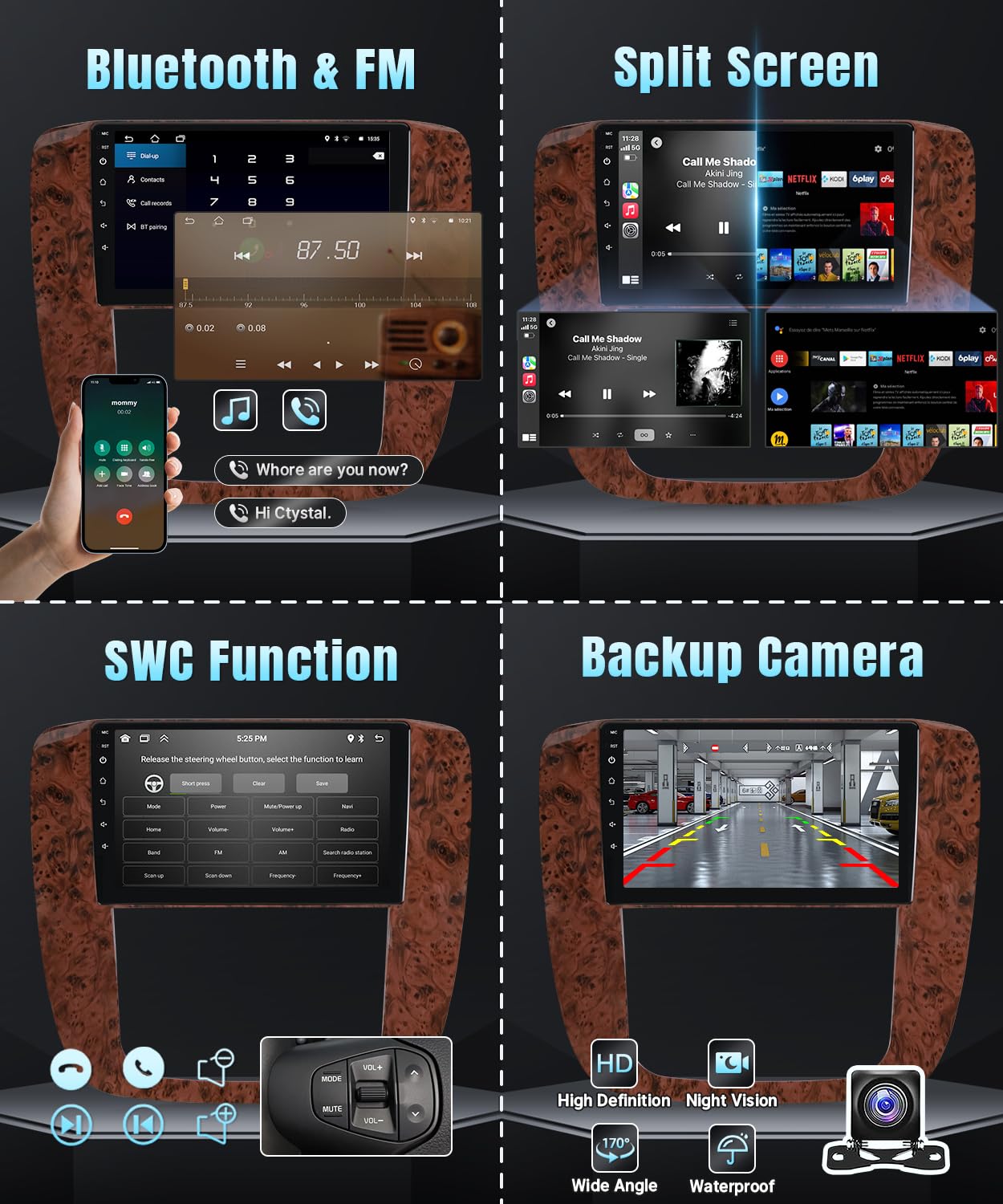 Naifay Android Car Radio for GMC Yukon Chevrolet Chevy Silverado Tahoe Suburban 2007 2008 2009 2010 2011 2012 with Carplay Andriod Auto, 2+32G 9 Inch IPS Touchscreen Car Stereo Bluetooth FM GPS WiFi