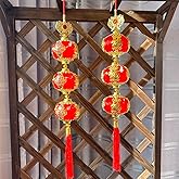 2 String 6Pcs Gold FU Red Lanterns Chinese New Year Decorations for Chinese Style Hanging Party Wedding Spring Festival Decoration Supplies Mid Autumn Moon Festival Palace Lanterns Ornaments