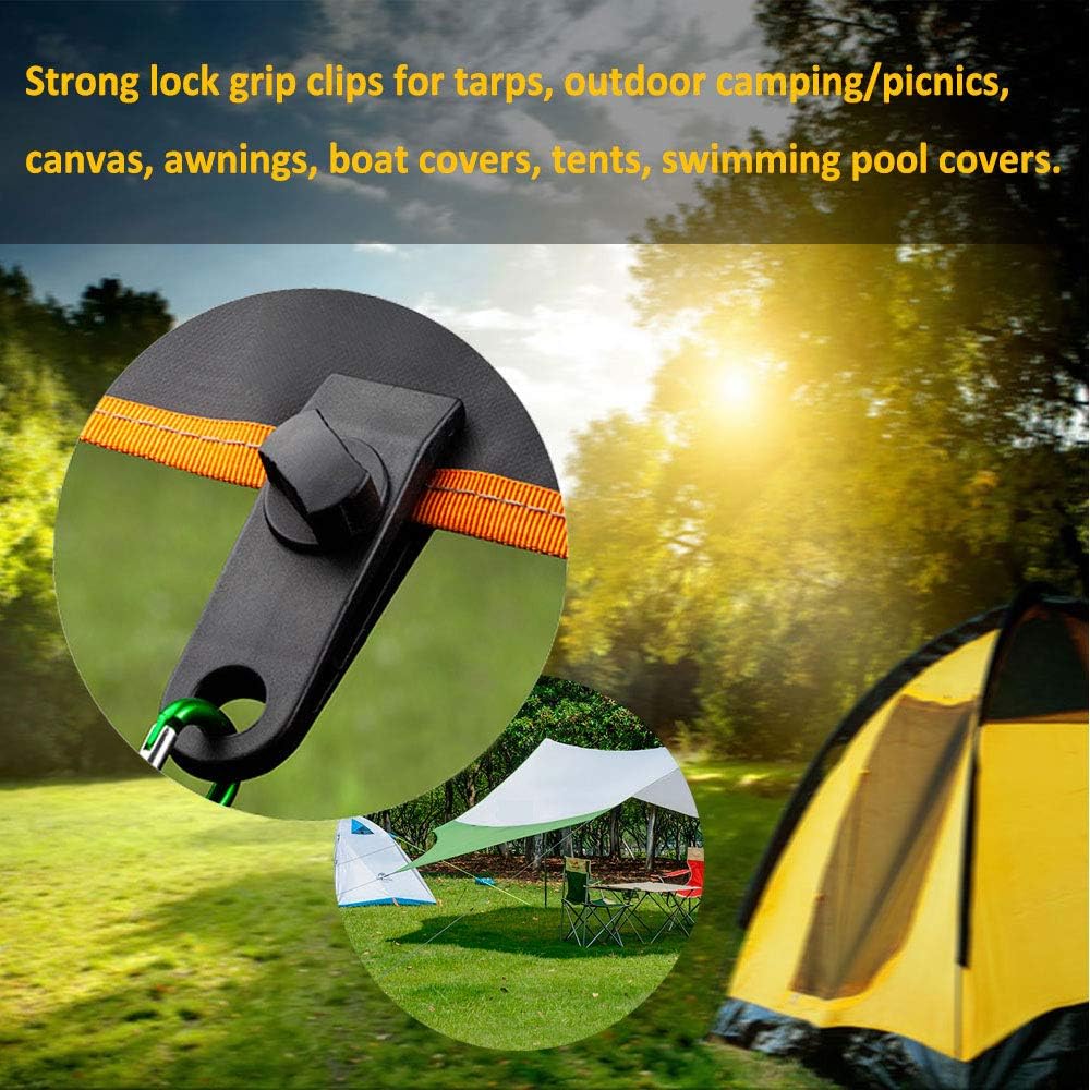 Fortuning's JDS Tarp Clips, Heavy Duty Thumb Screw - Strong Lock Grip Tent Clamps for Tarps, Awnings, Outdoor Camping, Caravan Canopies, Car Covers, Swimming Pool Covers (10 pcs) - - 