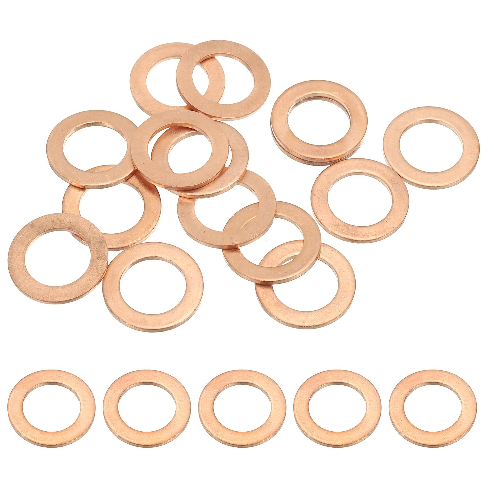 PATIKIL M14 Copper Washer Sealing Ring, 15 Pieces 14mm ID 22mm OD 1.5mm Thickness Metric Flat Sealing Gasket Crush Washer for Screws Bolt Sump Plugs Oil Drain