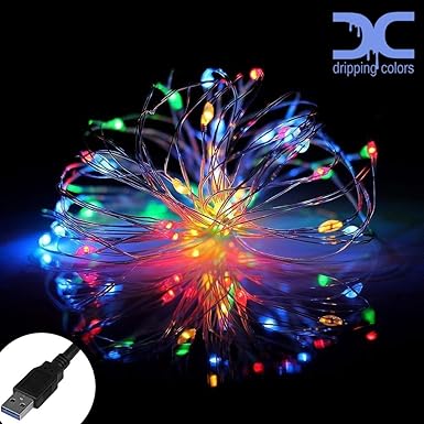 Dripping Colors Silver Wire Led String Lights,USB, 5M 50 LEDs,(Multi Color)