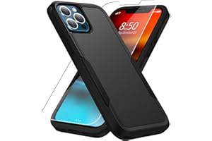 Warsia for iPhone 13 Pro Max Case, with HD Screen Protector [Military Grade Drop Tested] Heavy-Duty Tough Rugged Shockproof Protective Case for iPhone 13 Pro Max 6.7 inch, Black