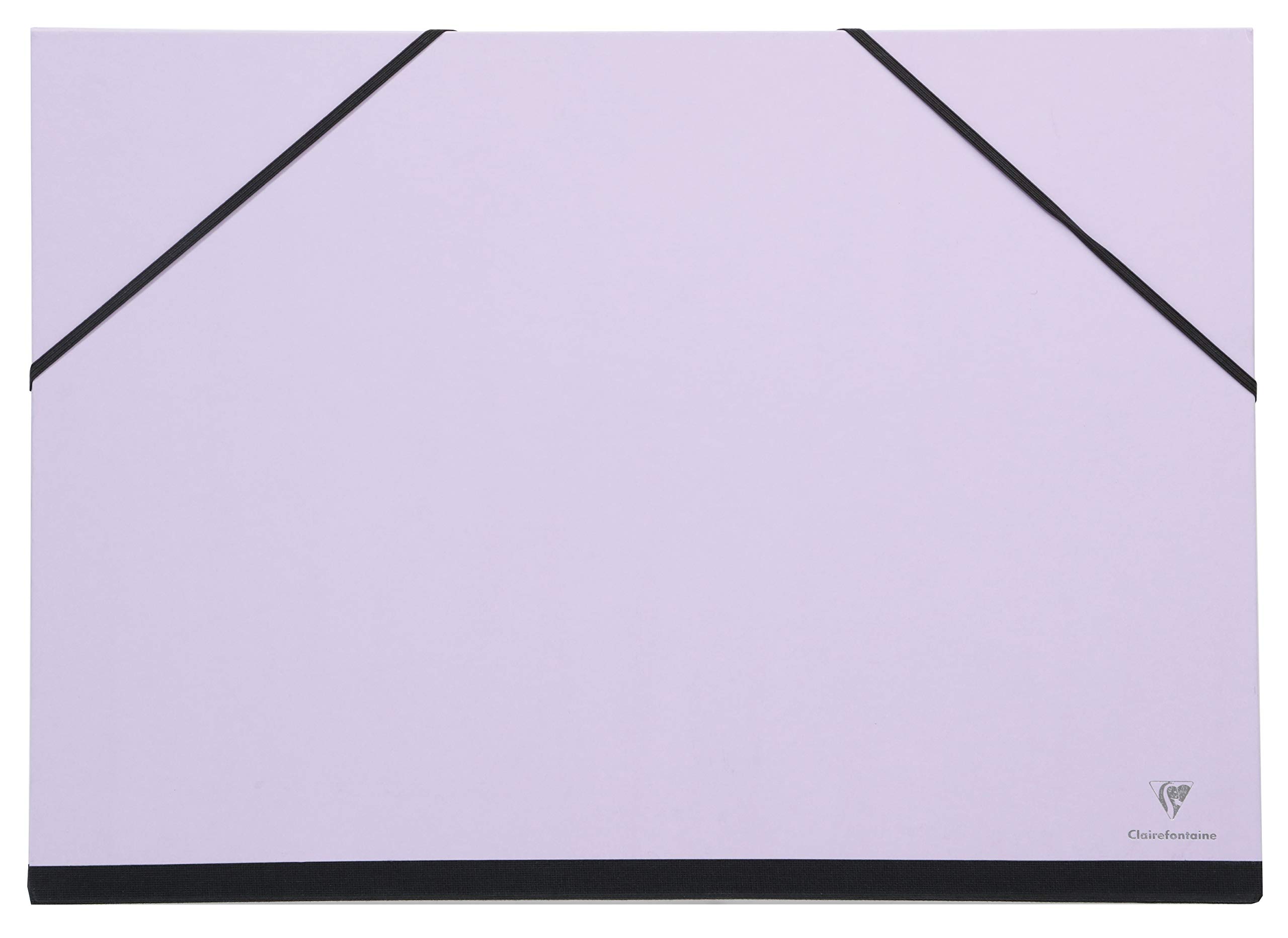 Clairefontaine - Ref 144603C - Art Folder with Elastic Straps Closure - Lilac Colour - Customisable Vellum Card Surface, Suitable for A4+ Sized Documents