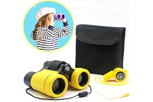 ARTOMIDE Kid Binoculars Best Gifts for 3-12 Years Boys Girls High-Resolution Optics Shockproof Mini Compact Binocuolar Toys Folding Small Telescope for Bird Watching Camping Outdoor Play (Yellow)
