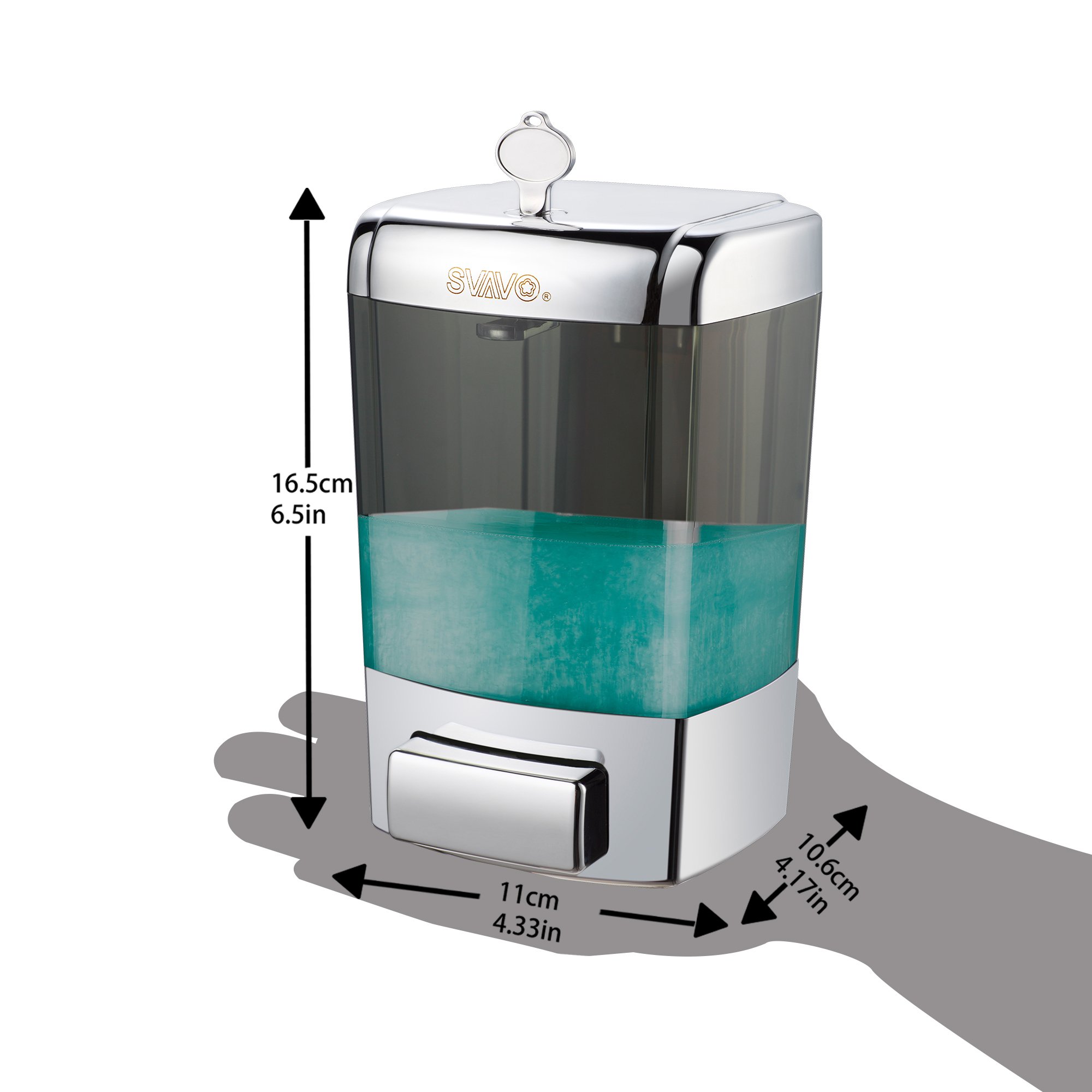 SVAVO V-7101 ABS Plastic Wall Mounted Hand Liquid Soap Dispenser White,Chrome 700ml Pack of 1 …