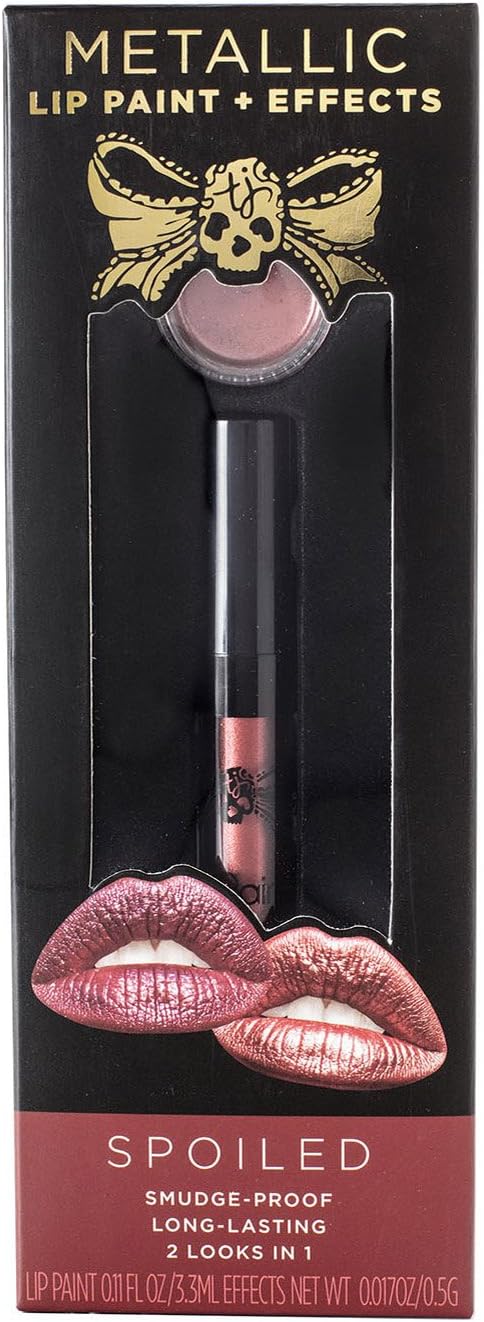 Tattoo Junkee Spoiled Metallic Lip Color + Sparkle Effects, Long Lasting Liquid Lipstick, Red Shade