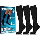 3 Pairs Medical Women Men Compression Socks Knee High 20-30 mmhg Graduated Stocking Support Hose Cute for Running Travel