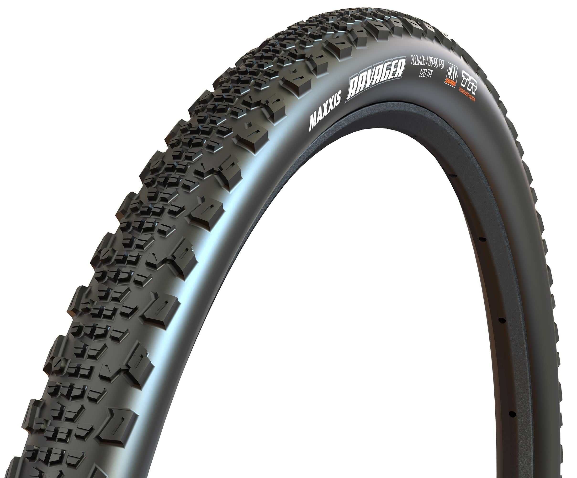 Maxxis Ravager Bicycle Tyre with Folding Bead 700x40C Dual Compound/SilkShield/Tubeless Ready, Black