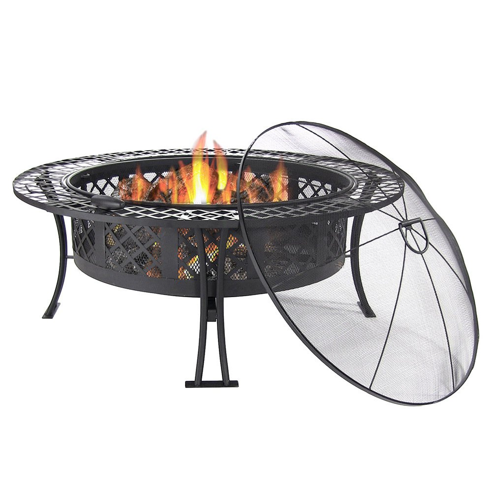 Amazoncom Sunnydaze 40 Inch Diamond Weave Large Fire Pit With