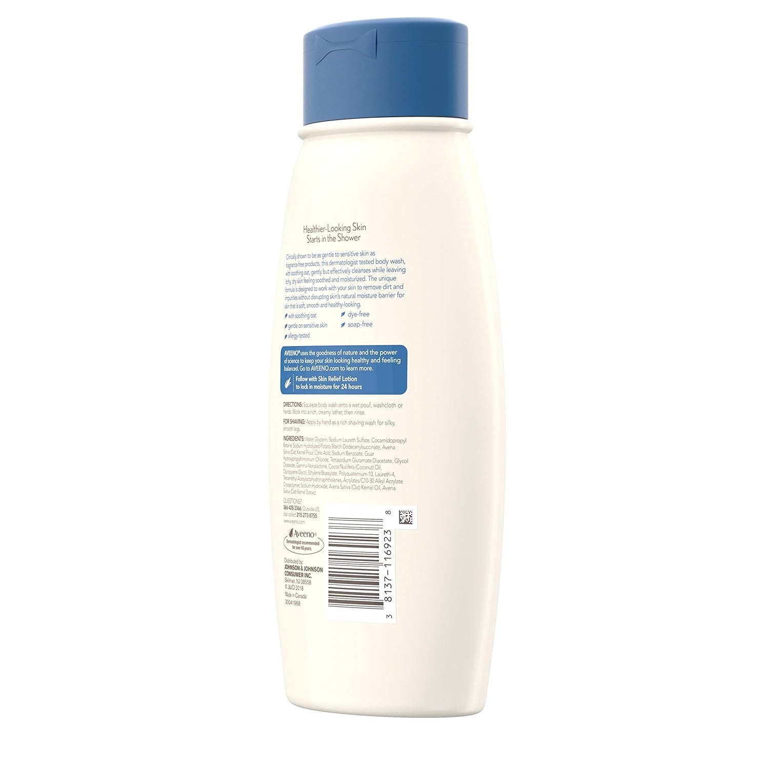 Aveeno Skin Relief Body Wash with Coconut Scent & Soothing Oat, Gentle Soap-Free Body Cleanser for Dry, Itchy & Sensitive Skin, Dye-Free & Allergy-Tested, 18 fl. oz : Beauty