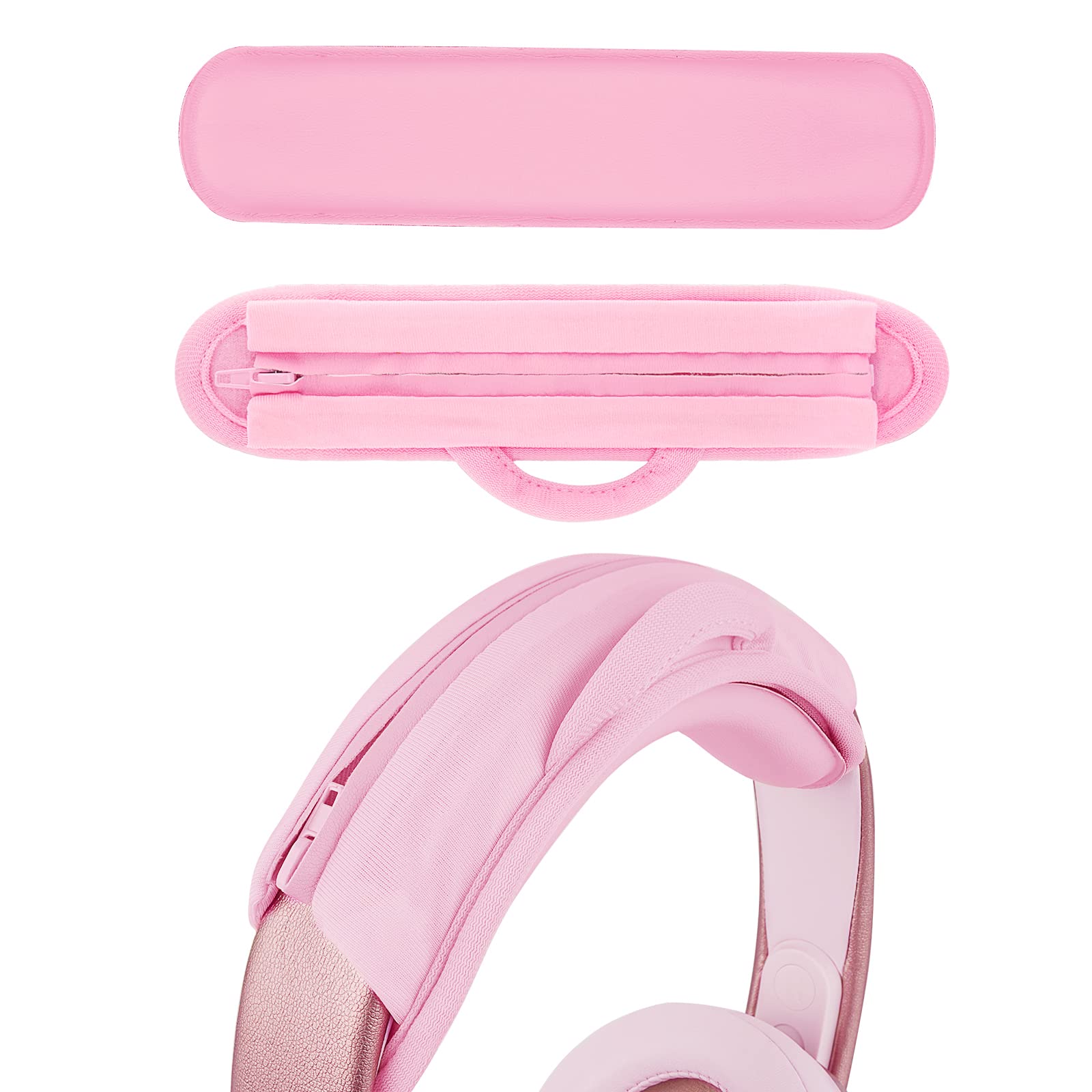 Geekria NOVA Protein Leather Headband Pad Compatible with Bose Beats JBL Sony Hyperx, Headphones Replacement Band, Headset Head Cushion Cover Repair Part (Pink) — image 1